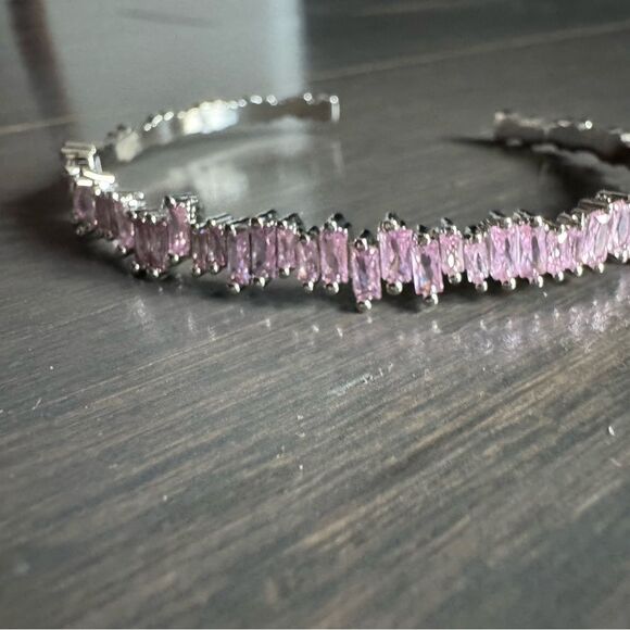 Silver and Pink Gemstone Bracelet - Picture 1 of 2